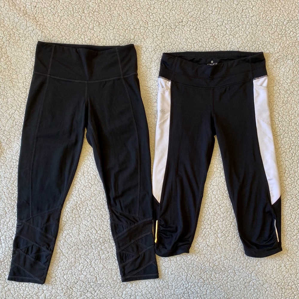 Lot of 2 Women’s XS ATHLETA Cropped Black Leggings